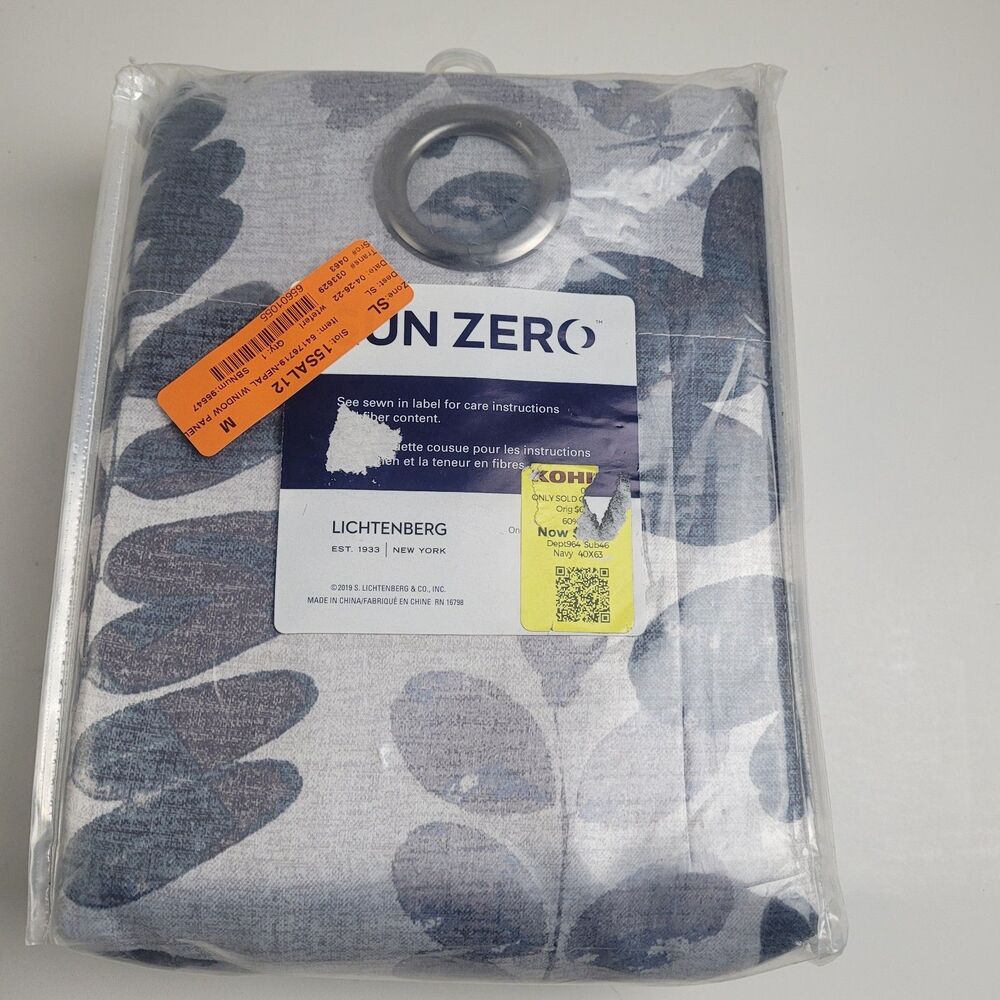 NEW Sun Zero 40 x 63 Grommet One curtain panel 'Navy' #CT17